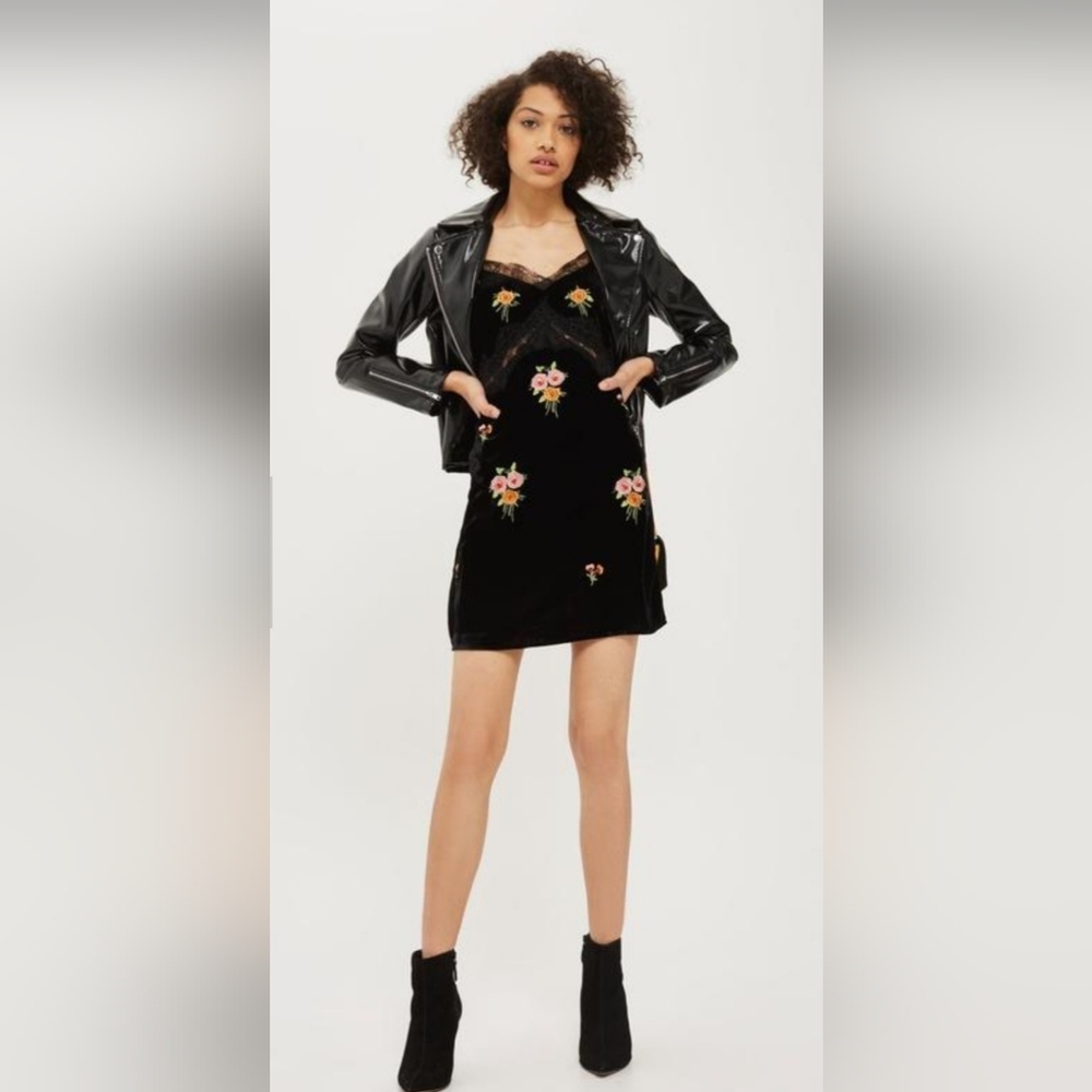 Topshop Black Velvet Dress